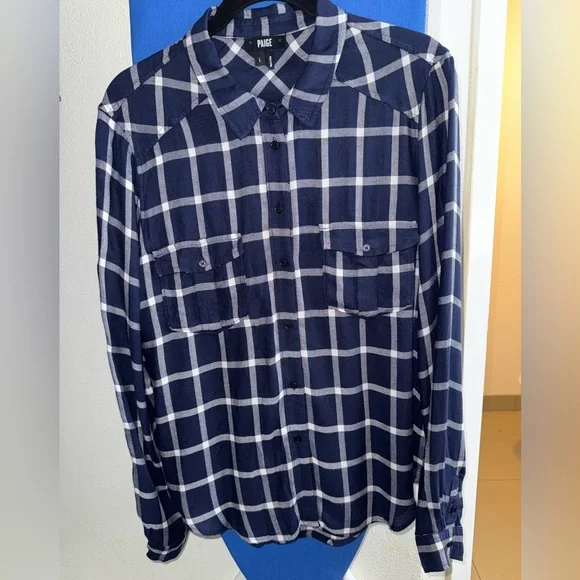 PAIGE Women’s Margeta Plaid Button Down Flannel Size Large - Picture 3 of 15